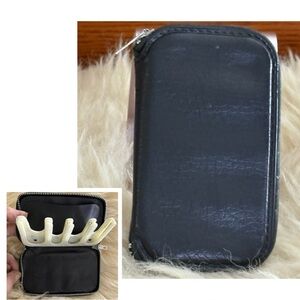 Vintage Black Leather Zip Around Card and Coin Wallet